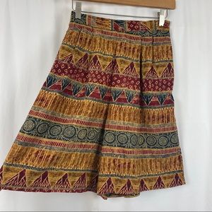 High waisted vintage silk shorts w funky pattern